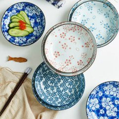 日式陶瓷餐具批发 釉下彩陶瓷餐盘