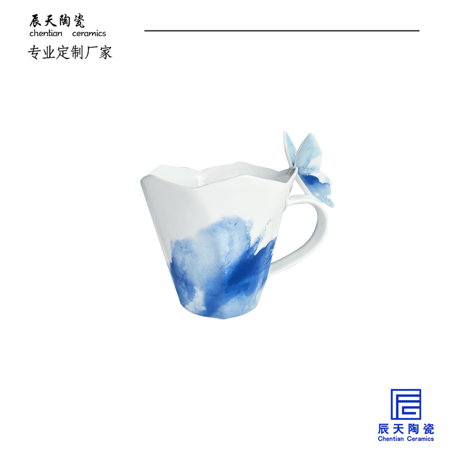 <b>客户定制 创意蝴蝶花瓣陶瓷马克杯</b>